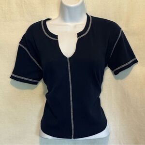 C-13 Fitz &‎ Eddi NWT Blue & White Short Sleeve Blouse Size S